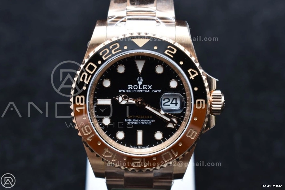 SS 864 ARF Edition II 1:1 CHS GMT Master New RG on SH3285 Bracelet 126715 CHNR 904L WrinkleFree Best 0325